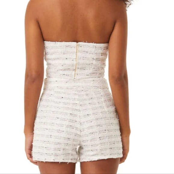 Misa Los Angeles "Astor" Winter White Tweed Bustier W/ A Zipper Backing & Lining - Picture 4 of 6